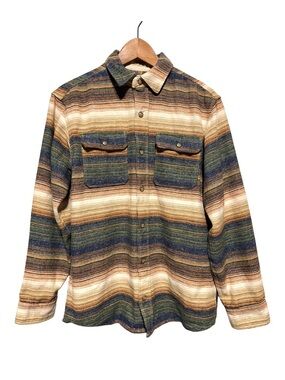 RED HEAD RANCH Southwestern Western Stripe Flannel Shacket Workwear